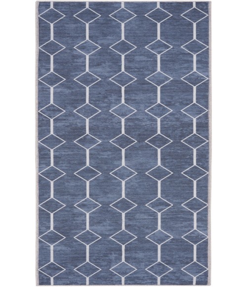 Nicole Curtis Machine Washable Series 1 Navy SR107 2 ft. 2 in. X 10 ft. Rectangle Rug