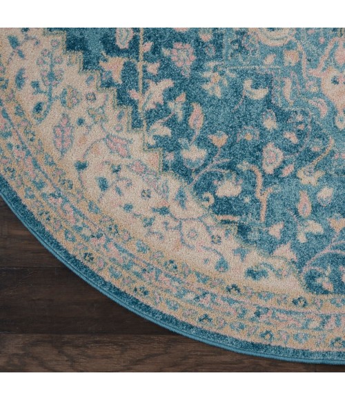 Nourison TRANQUIL Area Rug Nourison Tranquil Round Area Rug TRA07-Ivory/Turquoise