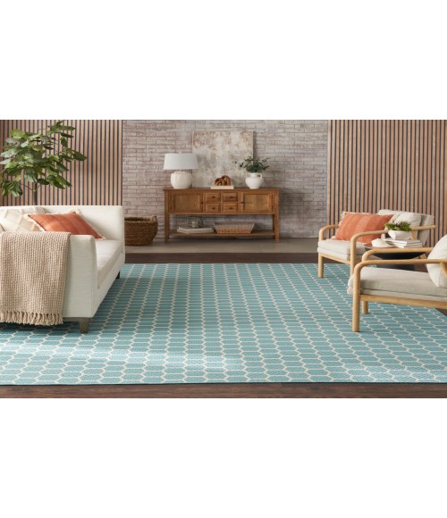 Nourison Reversible Indoor Outdoor Aqua RVB01 8 ft. X 10 ft. Rectangle Rug