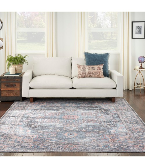 Nicole Curtis Machine Washable Series 1 Area Rug SR101 Blue 8' x 10'