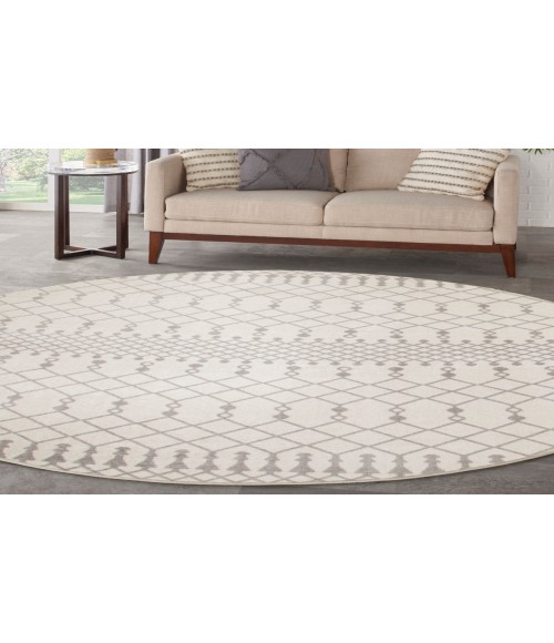 Nourison Astra Machine Washable Ivory ASW10 5 ft. 3 in. Round Rug
