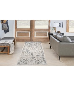 Nourison Astra Machine Washable Ivory Blue ASW16 2 ft. 2 in. X 8 ft. Rectangle Rug
