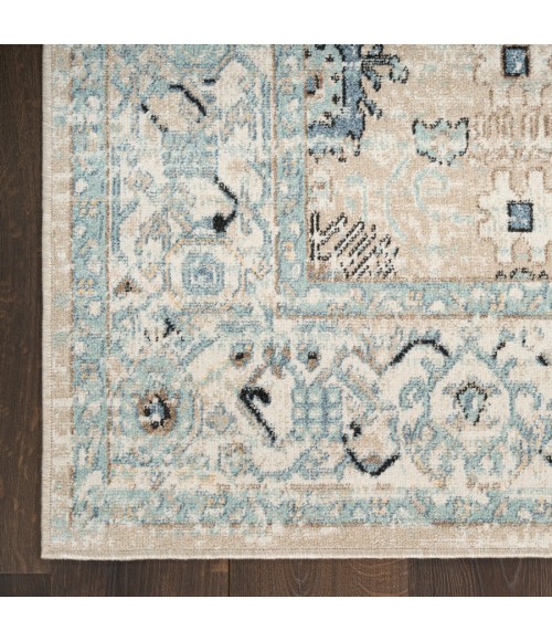 Nourison Home Washable Decor Taupe Blue WSD12 5 ft. 3 in. X 7 ft. Rectangle Rug