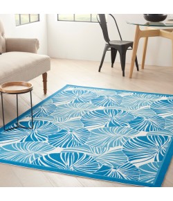 Nourison Wav01/Sun & Shade - Snd87 Blue Area Rug 5 ft. 3 X 7 ft. 5 Rectangle