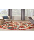 Nourison Aloha Red Multicolor ALH17 5 ft. 3 in. Round Rug