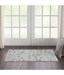 Nourison Tranquil(Traql) - Tra03 Ivory Turquoise Area Rug 2 ft. X 4 ft. Rectangle