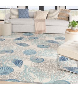 Nourison Wav01/Sun & Shade - Snd92 Ivory Blue Area Rug 10 ft. X 13 ft. Rectangle