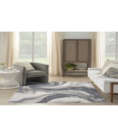 Nourison Astra Machine Washable Ivory Grey ASW15 4 ft. X 6 ft. Rectangle Rug
