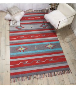 Nourison Baja - Baj01 Grey Red Area Rug 3 ft. 6 X 5 ft. 6 Rectangle