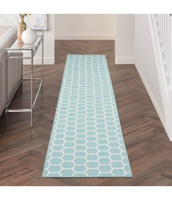 Nourison Reversible Indoor Outdoor Aqua RVB01 2 ft. 2 in. X 12 ft. Rect. Rug