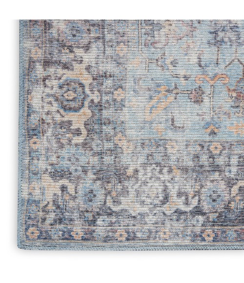 Nicole Curtis Machine Washable Series 1 Area Rug SR104 Blue 4' x 6'