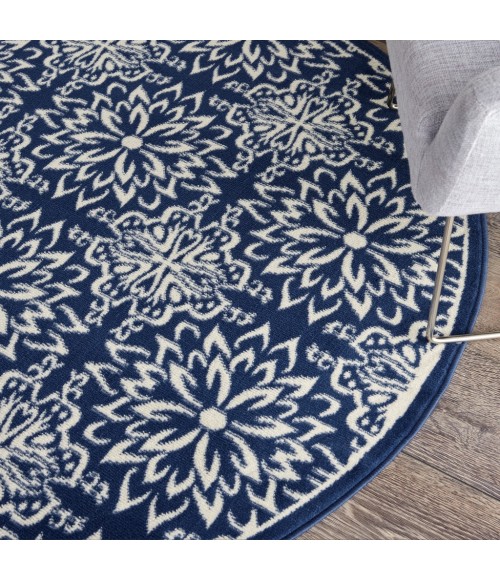 Nourison Jubilant Round Area Rug JUB06-Navy/Ivory