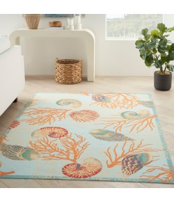 Nourison Wav01/Sun & Shade - Snd92 Light Blue Area Rug 5 ft. 3 in. X 7 ft. 5 in. Rectangle
