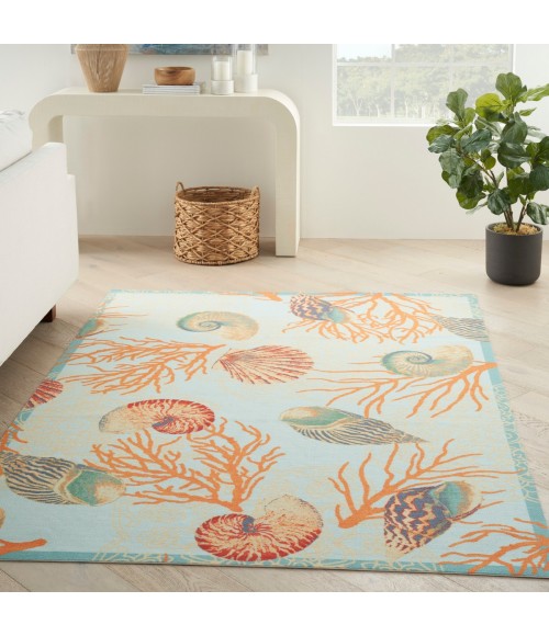 Waverly Wav01/Sun & Shade Area Rug SND92 Light Blue 5'3" x 7'5"