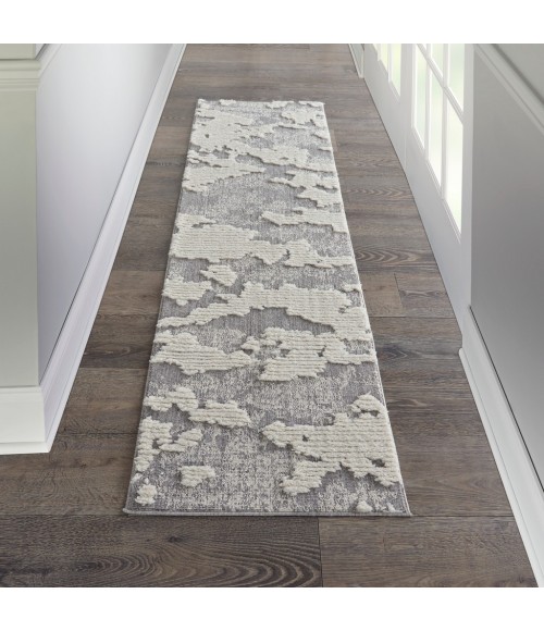 Nourison Textured Contemporary Runner Area Rug TEC01-Ivory/Grey