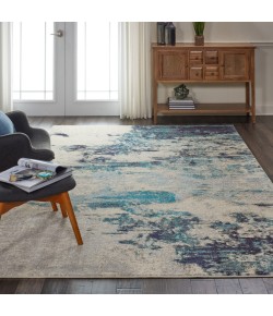 Nourison Celestial - Ces02 Ivory Teal Blue Area Rug 6 ft. 7 X 9 ft. 7 Rectangle