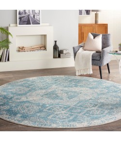 Nourison Tranquil(Traql) - Tra13 Light Blue Ivory Area Rug 7 ft. 10 in. Round
