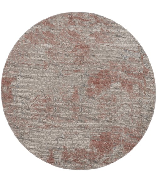Nourison Rustic Textures Area Rug RUS15 Light Grey/Rust 7'10" Round