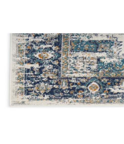 Nourison Passion Ivory/Grey/Blue PSN03 2 ft. 2 in. X 10 ft. Rectangle Rug