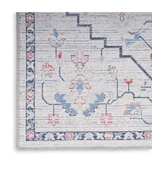 Nicole Curtis Machine Washable Series 1 Area Rug SR110 Ivory Blue
