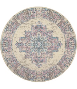 Nourison Home Grafix GRF14 Ivory Pink 8 ft. Round Area Rug
