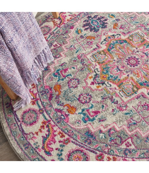 Nourison Passion Area Rug PSN20 Light Grey/Pink 5'3" x ROUND