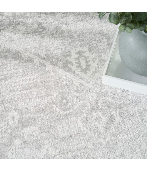 Nourison Astra Machine Washable Light Grey ASW11 6 ft. 7 in. X 9 ft. Rect. Rug