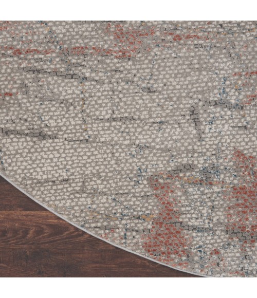 Nourison Rustic Textures Area Rug RUS15 Light Grey/Rust 7'10" Round