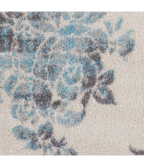 Nourison Tranquil Round Area Rug TRA09-Ivory/Turquoise