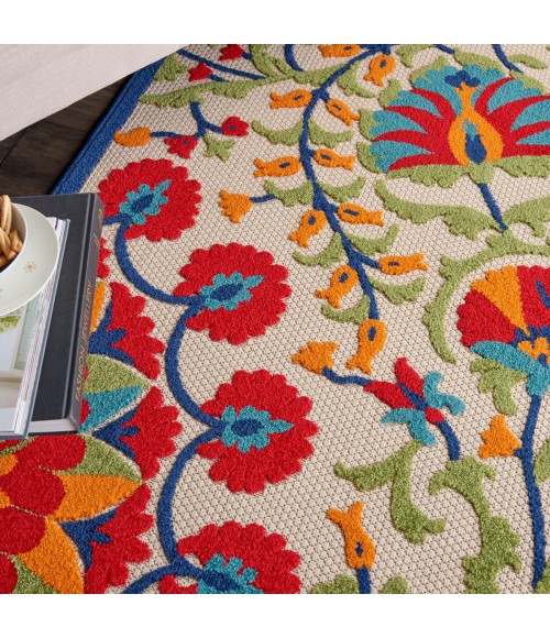 Nourison Aloha Area Rug ALH20 Red/Multicolor 5'3" x 7'5"