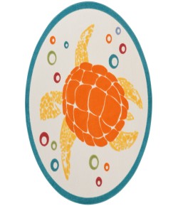 Nourison Aloha Teal Multi ALH27 5 ft. 3 in. Round Rug