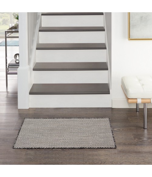 Nourison Courtyard Area Rug COU01 Ivory Charcoal 2' x 3'