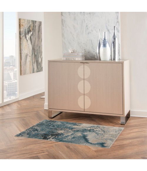 Nourison Maxell Area Rug MAE08 Ivory/Teal 2'2" x 3'9"