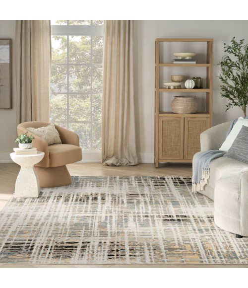 Nourison Home Washable Decor Ivory Blue WSD07 7 ft. 10 in. X 10 ft. Rectangle Rug