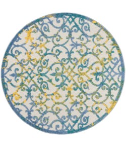 Nourison Home Aloha ALH21 Ivory Blue 5 ft. 3 in. Round Area Rug