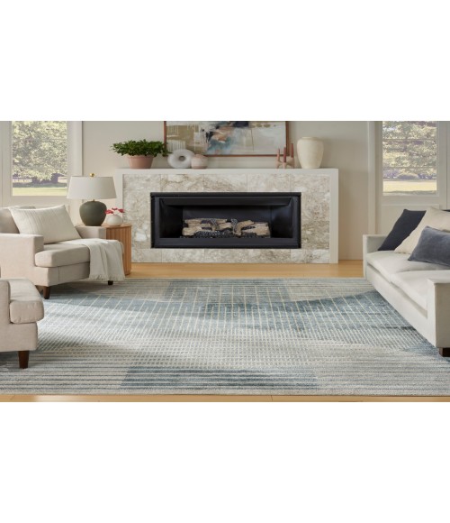 Nourison Astra Machine Washable Blue ASW03 7 ft. 10 in. X 10 ft. Rectangle Rug