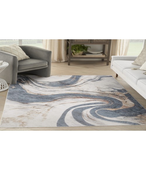 Nourison Astra Machine Washable Ivory Blue ASW15 4 ft. X 6 ft. Rectangle Rug