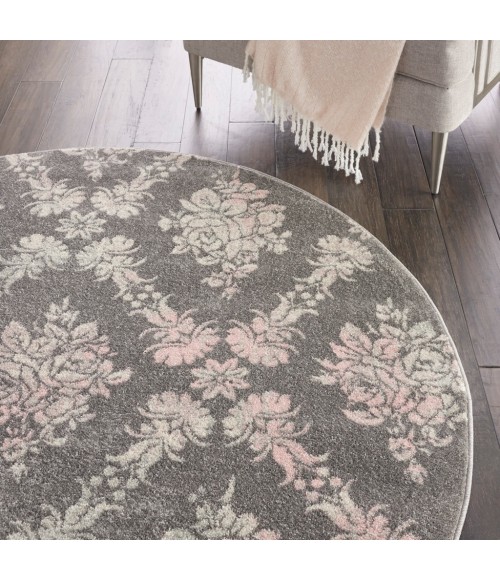 Nourison Tranquil Round Area Rug TRA09-Grey/Pink