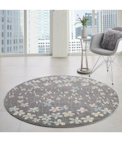 Nourison Tranquil(Traql) - Tra04 Grey Beige Area Rug 5 ft. 3 X Round