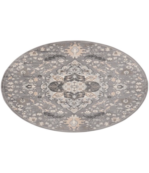 Nourison Elation Grey ETN09 5 ft. 3 in. Round Rug