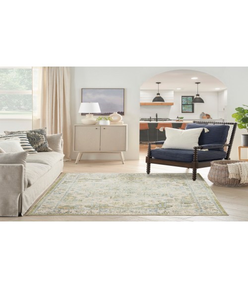 Nourison Astra Machine Washable Blue Green ASW12 4 ft. X 6 ft. Rectangle Rug