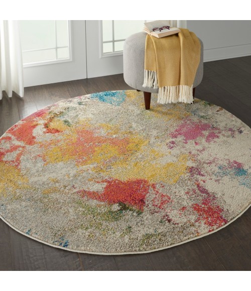 Nourison CELESTIAL Area Rug Nourison Celestial Round Area Rug CES12-Ivory/Multicolor