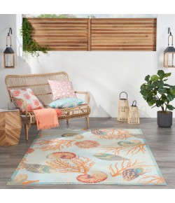 Nourison Wav01/Sun & Shade - Snd92 Light Blue Area Rug 4 ft. 3 in. X 6 ft. 3 in. Rectangle