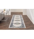 Nourison Passion Ivory/Grey/Blue PSN03 2 ft. 2 in. X 10 ft. Rectangle Rug
