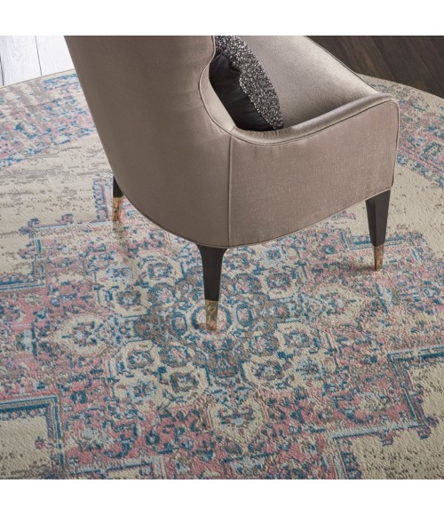 Nourison Grafix Round Area Rug GRF14-Ivory/Pink