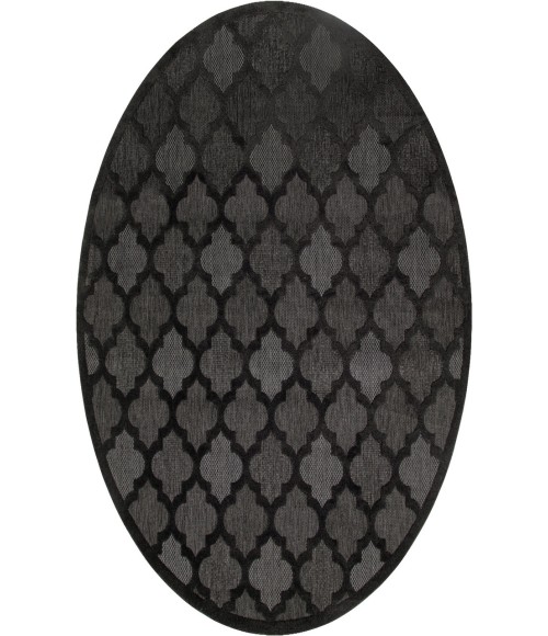 Nourison Easy Care Charcoal Black NES01 8 ft. Round Rug