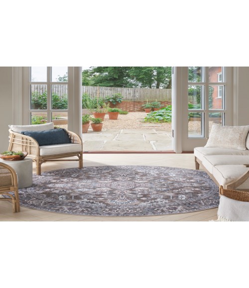 Nicole Curtis Machine Washable Series 1 Olive Ivory SR104 7 ft. 10 in. Round Rug
