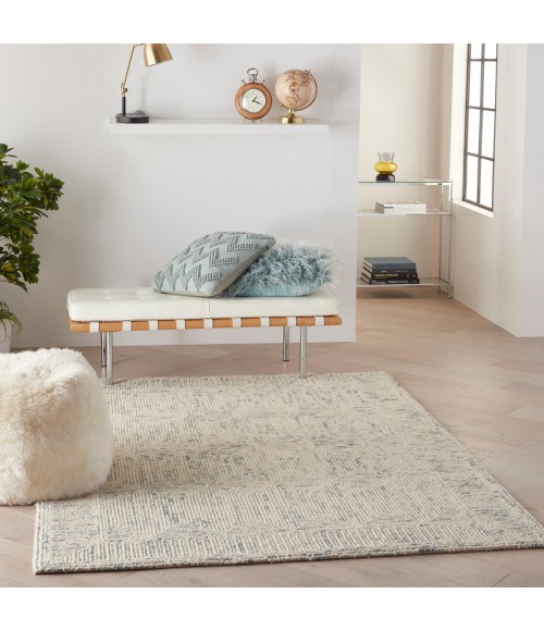 Nourison Vail Ivory Grey Teal VAI04 3 ft. 9 in. X 5 ft. 9 in. Rect. Rug