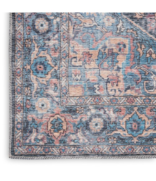 Nicole Curtis Machine Washable Series 1 Area Rug SR101 Blue 7' Runner