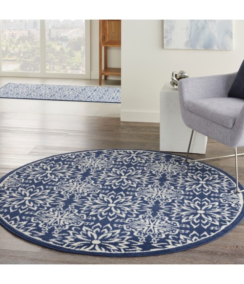 Nourison Jubilant Round Area Rug JUB06-Navy/Ivory